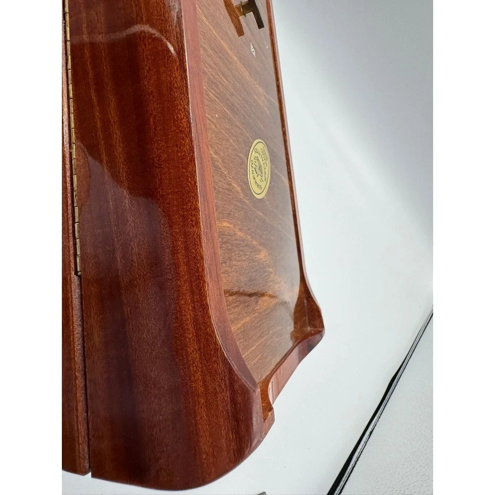 Vintage Italian Marquetry Wood‎ Jewelry Music Box Floral Inlay Swiss Movement
